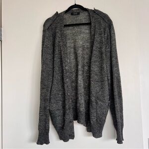 Zara Man Mohair Gray Open Cardigan Elbow Patches- XL